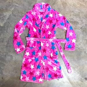 Kids bath robe size Large pink with stars